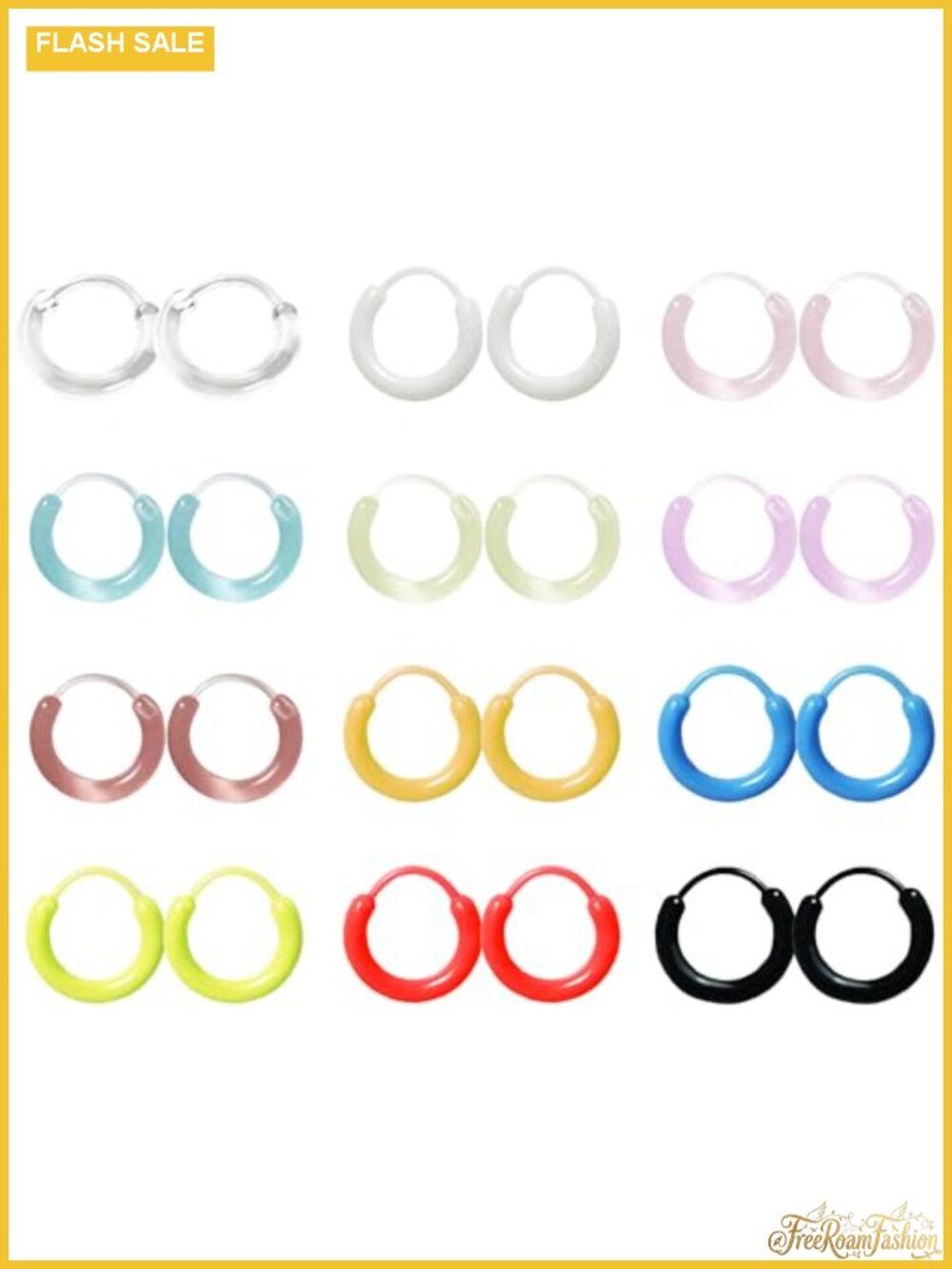 12 Pair Hypoallergenic Clear Plastic Hoop Earrings for Sensitive Ears